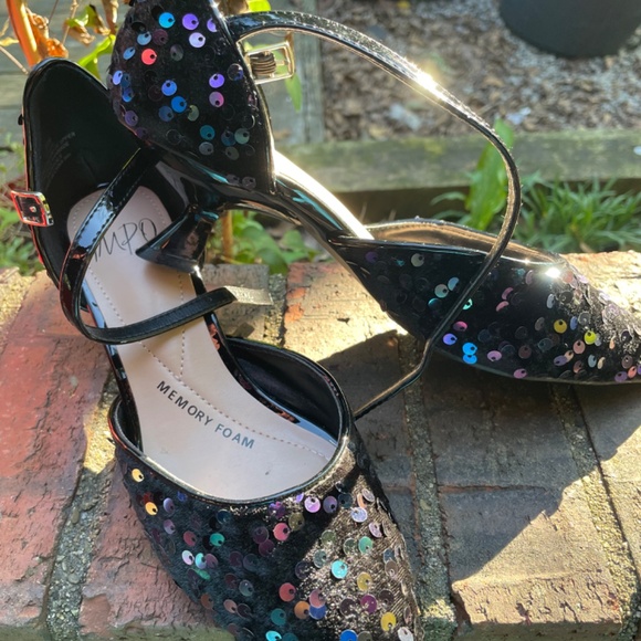 Velvet sequin kitten memory foam kitten heel - Picture 3 of 4